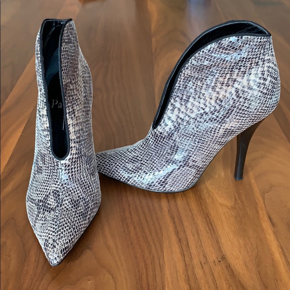 Linea Paolo Snakeskin Stiletto Booties